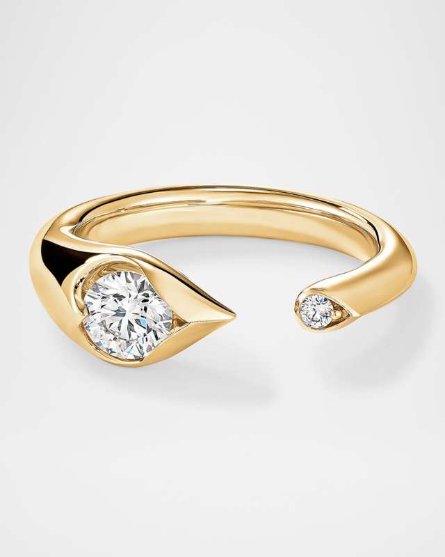 18K Yellow Gold LU Diamond Droplet Ring
